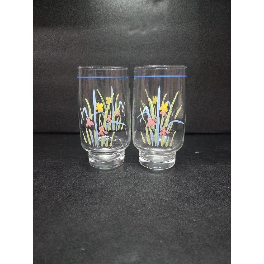 Sango Pastels Floral Short Tumblers, Easter Spring Glasses, Set of‎ 2 Glasses